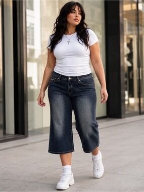 Angels Y2K Bootcut Capri Jeans Womens Plus Size 20 Stretch Denim Blue
